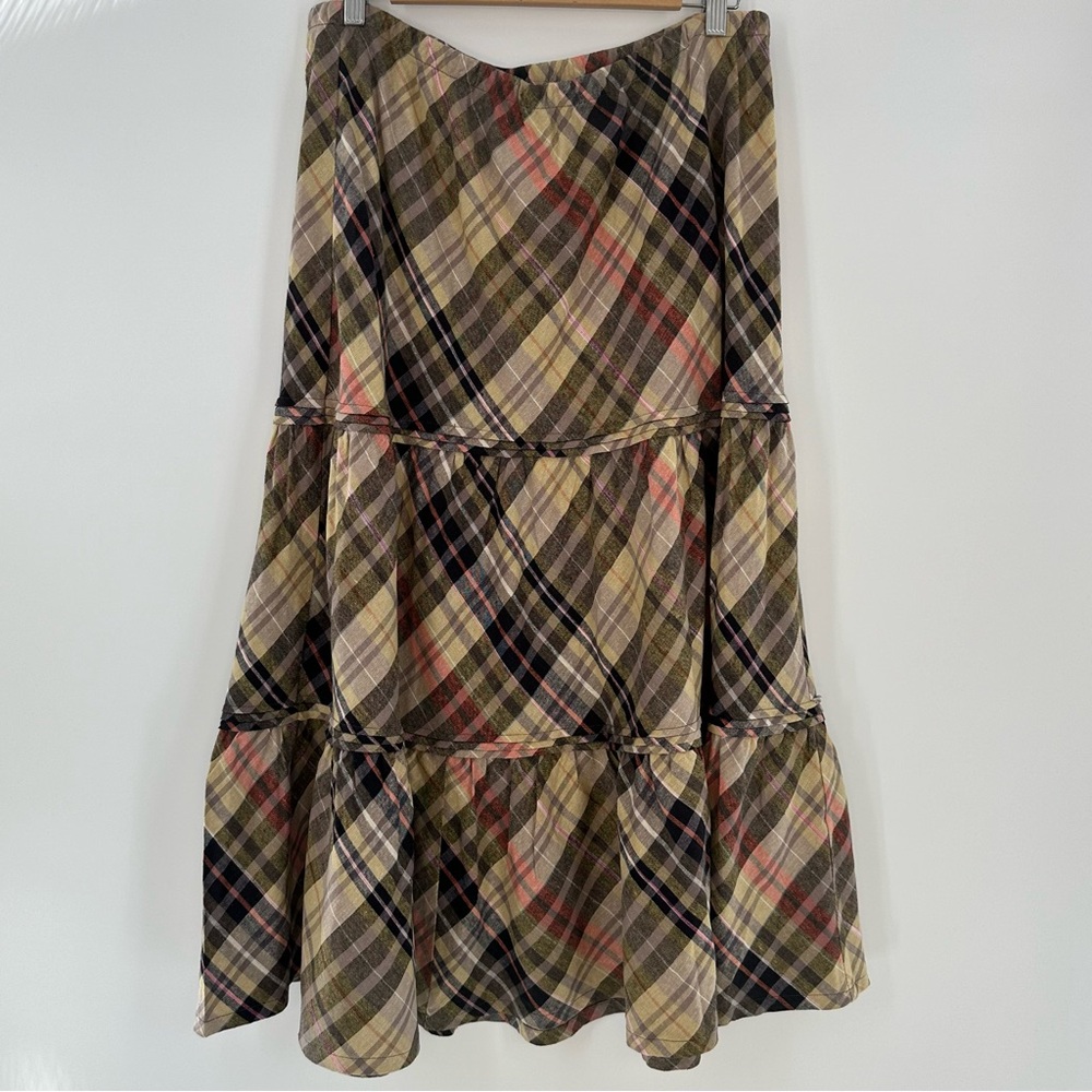 NWT Avenue Plaid Midi Tiered Skirt Size 18/20